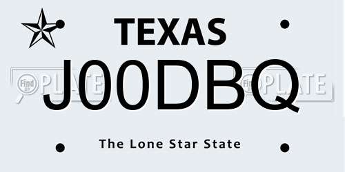 J00DBQ Texas License Plate