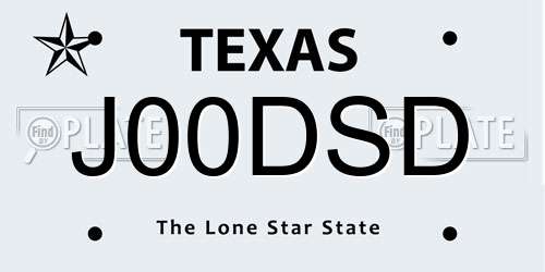 J00DSD Texas License Plate