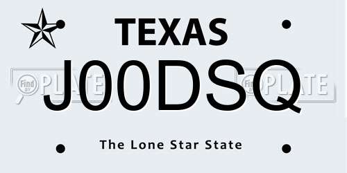 J00DSQ Texas License Plate