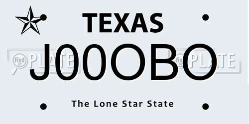 J00OBO Texas License Plate