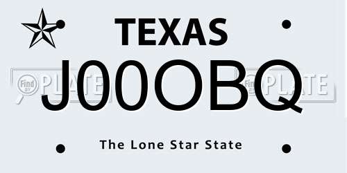J00OBQ Texas License Plate