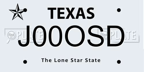 J00OSD Texas License Plate
