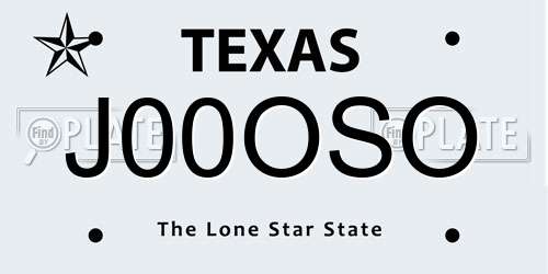 J00OSO Texas License Plate