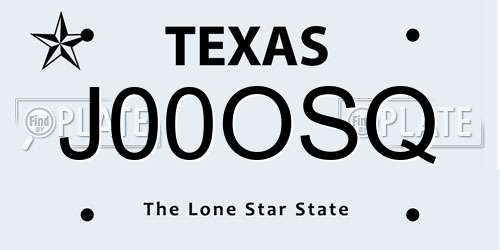 J00OSQ Texas License Plate