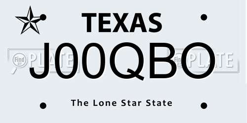 J00QBO Texas License Plate