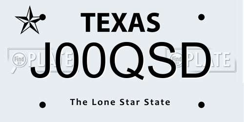 J00QSD Texas License Plate