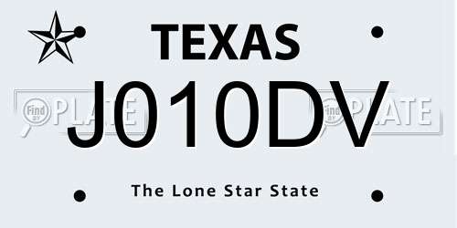 J010DV Texas License Plate