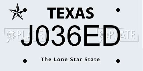 J036ED Texas License Plate