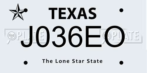 J036EO Texas License Plate