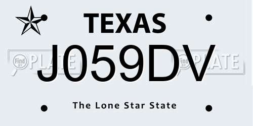 J059DV Texas License Plate