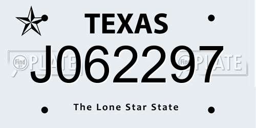 J062297 Texas License Plate
