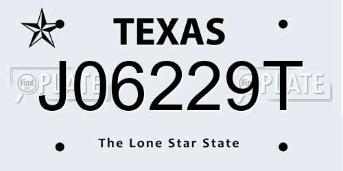 J06229T Texas License Plate