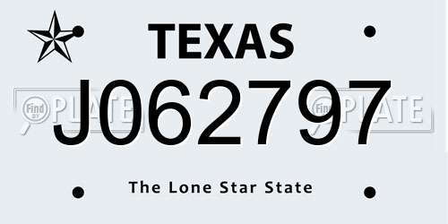 J062797 Texas License Plate