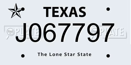 J067797 Texas License Plate