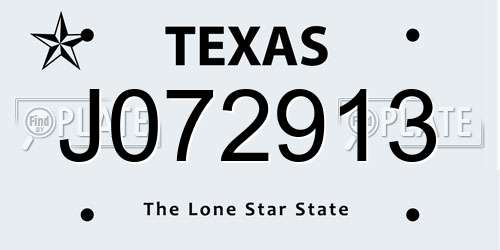 J072913 Texas License Plate