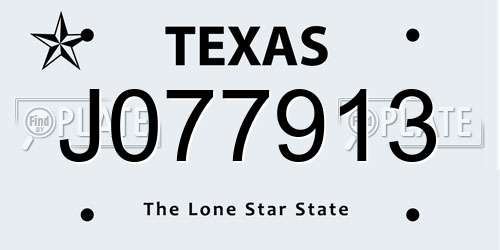 J077913 Texas License Plate