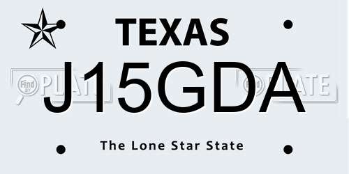 J15GDA Texas License Plate