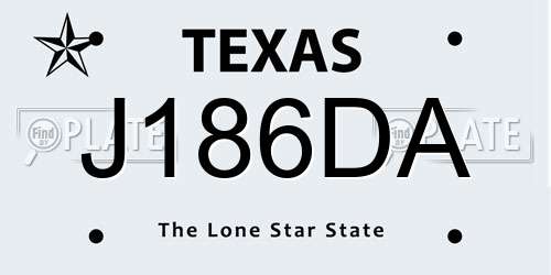 J186DA Texas License Plate