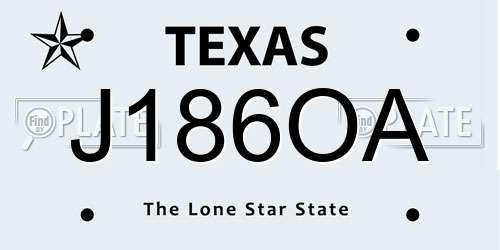 J186OA Texas License Plate