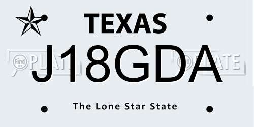 J18GDA Texas License Plate
