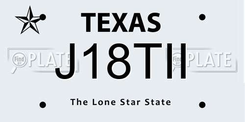 J18TII Texas License Plate