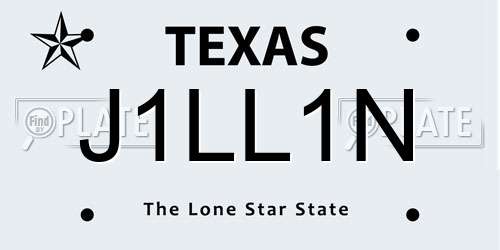 J1LL1N Texas License Plate
