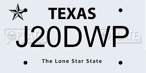 J20DWP Texas License Plate