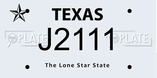 J2111 Texas License Plate