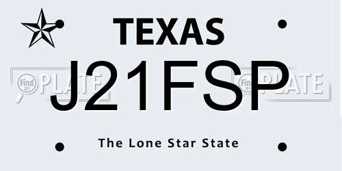 J21FSP Texas License Plate