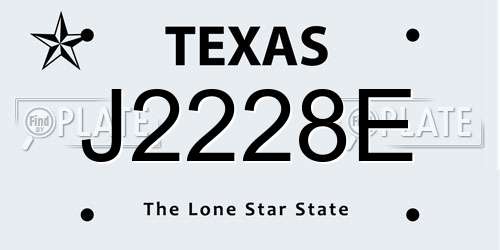J2228E Texas License Plate