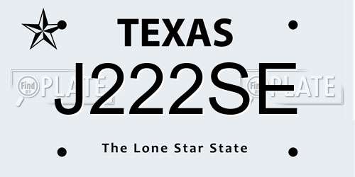 J222SE Texas License Plate