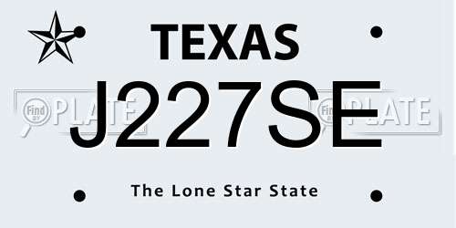 J227SE Texas License Plate