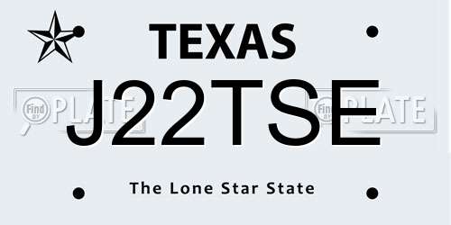 J22TSE Texas License Plate