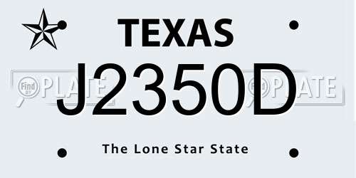 J2350D Texas License Plate