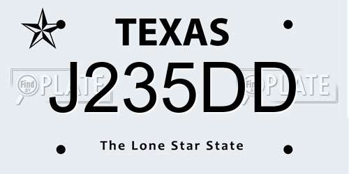 J235DD Texas License Plate