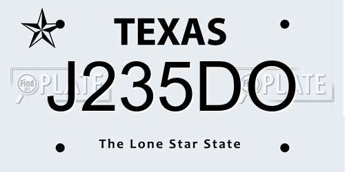 J235DO Texas License Plate