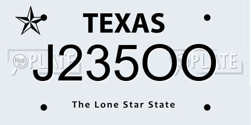 J235OO Texas License Plate