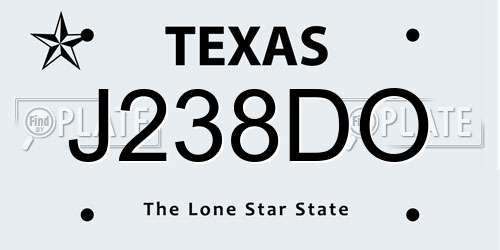 J238DO Texas License Plate
