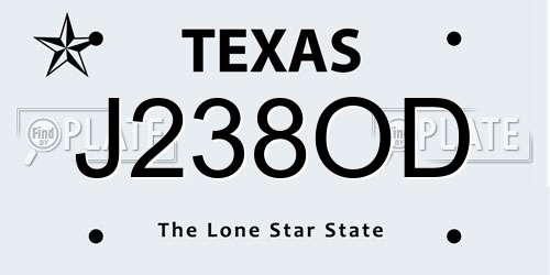 J238OD Texas License Plate