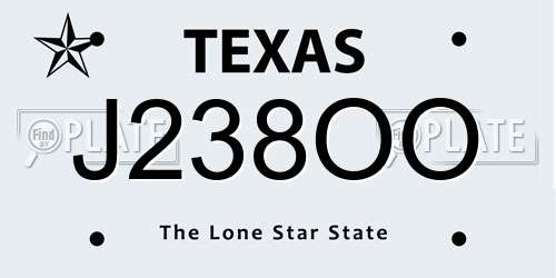 J238OO Texas License Plate