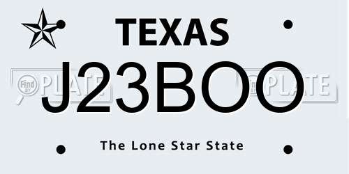J23BOO Texas License Plate