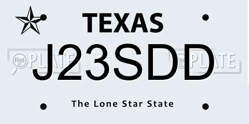 J23SDD Texas License Plate