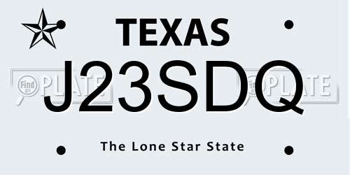 J23SDQ Texas License Plate