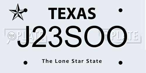 J23SOO Texas License Plate