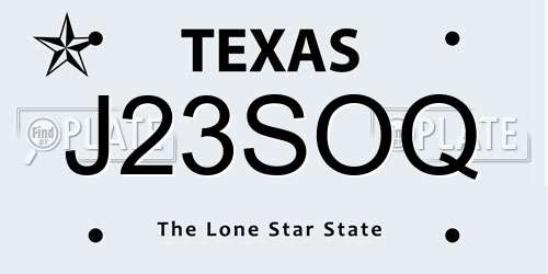 J23SOQ Texas License Plate