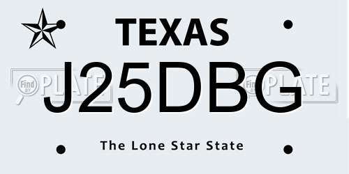 J25DBG Texas License Plate