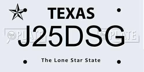 J25DSG Texas License Plate