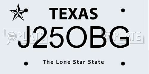 J25OBG Texas License Plate