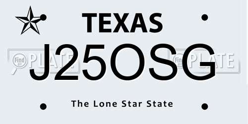 J25OSG Texas License Plate