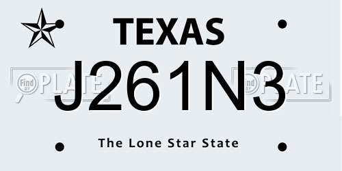 J261N3 Texas License Plate